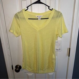 Athleta Women's Short Sleeve V-Neck Tee in Light Yellow